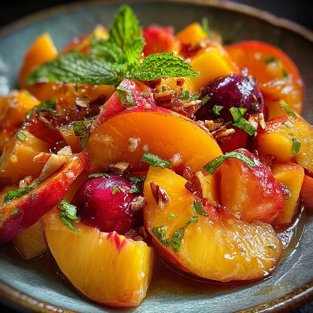 Ultimate Summer Peach Fruit Salad with Honey Mint Dressing and Fresh Berries - secondary view
